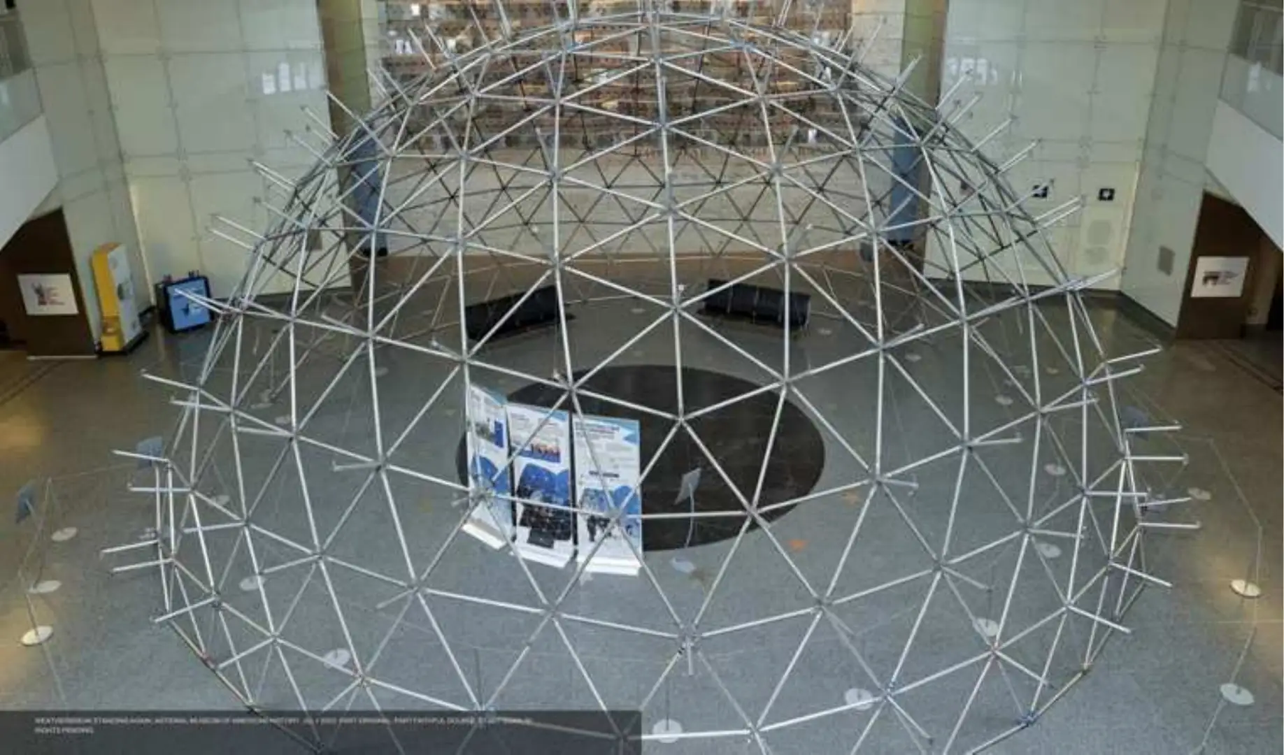 The frame standing again in Flag Hall, 2023